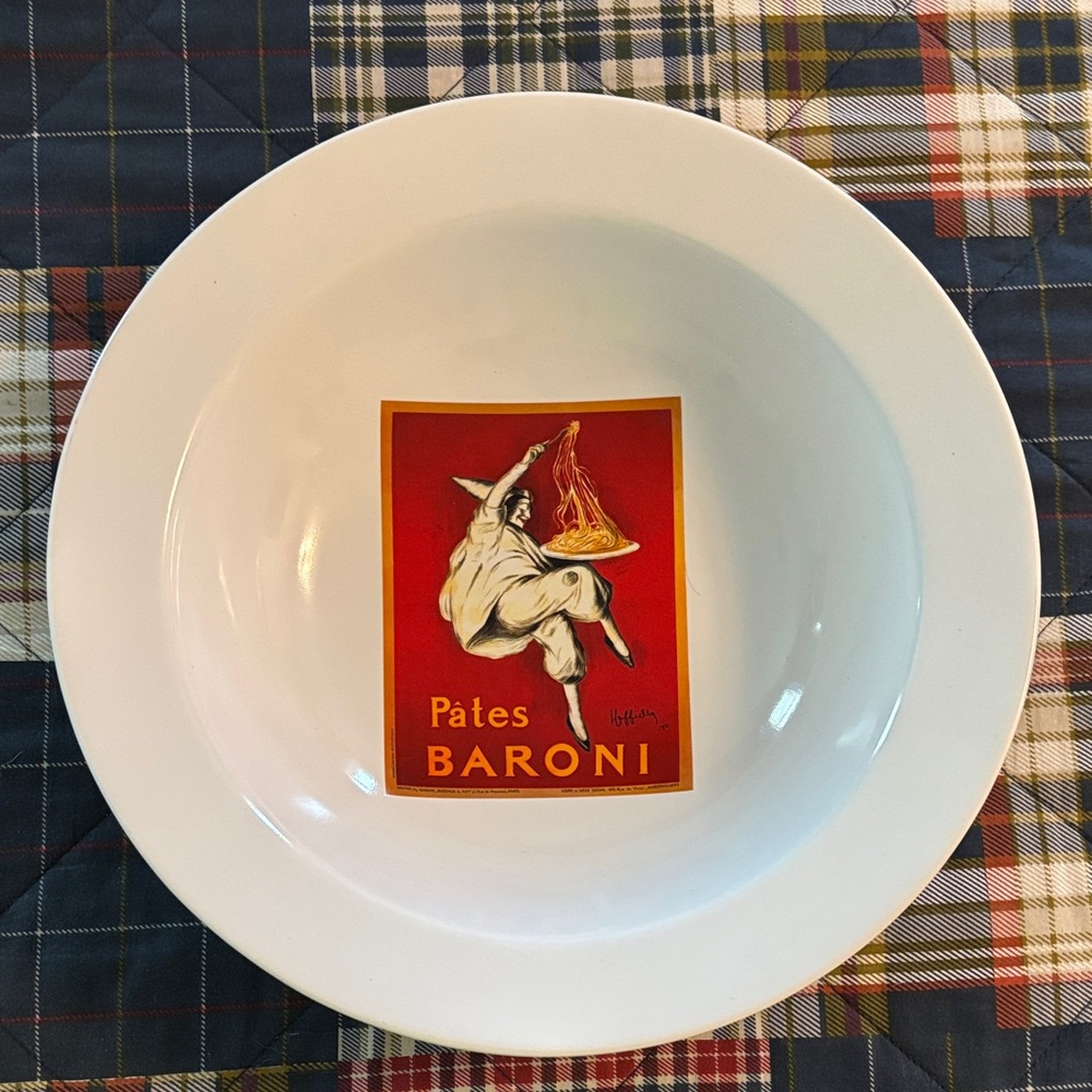 Pottery Barn White Pasta Bowl with Vintage Red Label - Picture 1 of 6